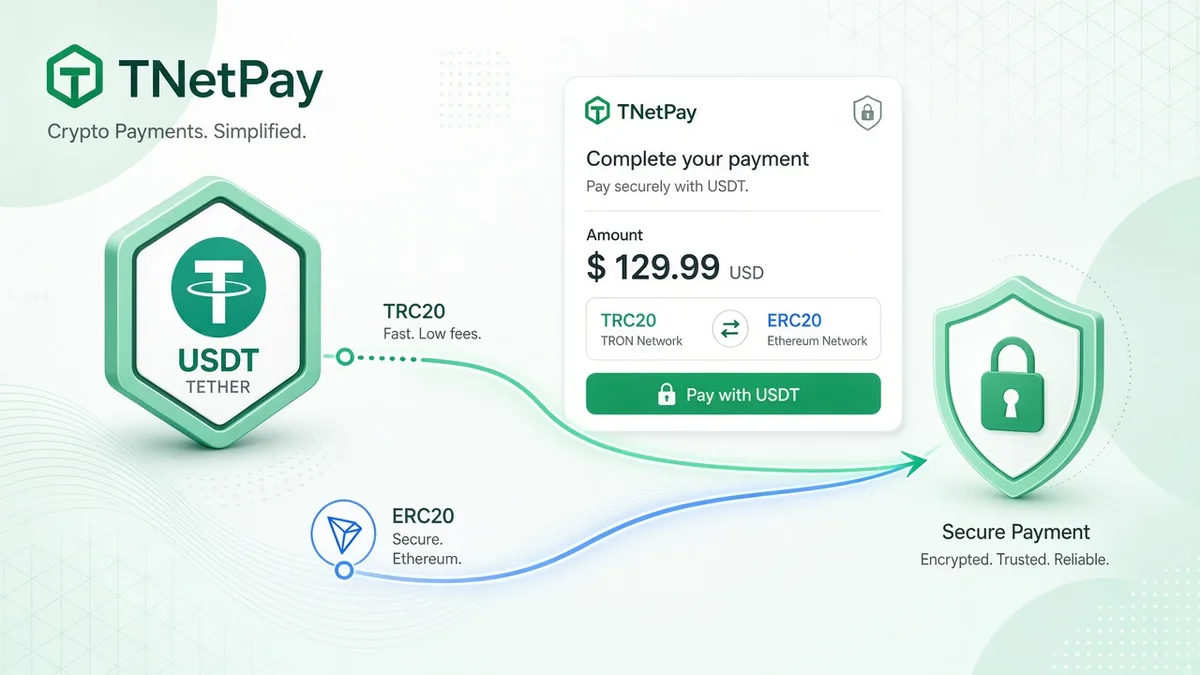 جدول مقایسهٔ شبکههای تتر TRC20، ERC20 و BEP20 و شبکهٔ پرداخت BEP20 در TNetPay